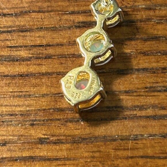 White Opal Past, Present, Future Earrings - Lab Created marked PAJ and 92.5 - Picture 4 of 4